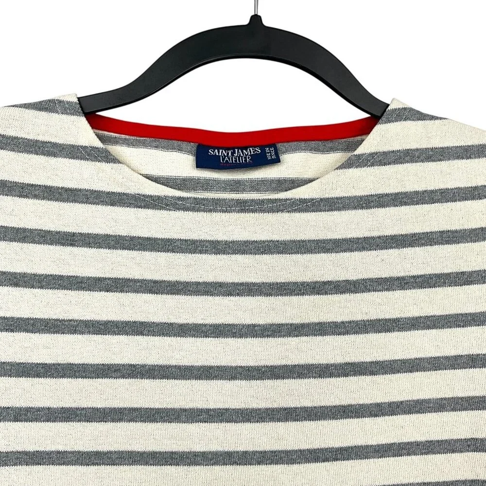 Saint James Vaujany Heart Patch Long Sleeve T Shirt Womens US 8 Striped Cotton - Picture 2 of 11